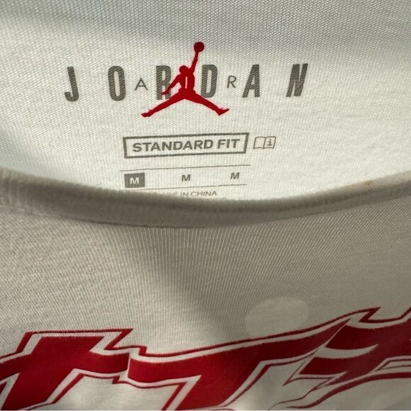 NIKE AIR JORDAN LEGACY 1 CREWNECK SHORT SLEEVE WHITE TEE SHIRT - Picture 5 of 5